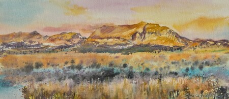 Le grand Veymont en automne - 40x20 - aquarelle et encre