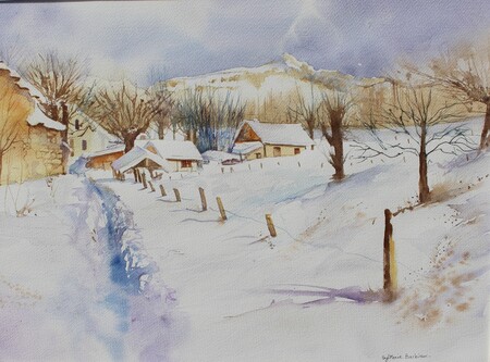 Hameau au pied du Roc du Cornafion, Vercors - 50x40